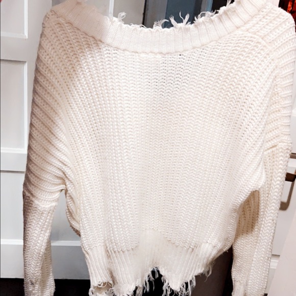 white boutique fringe sweater - Picture 4 of 8
